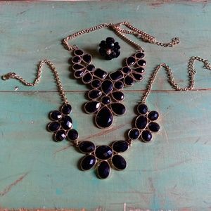Black & Gold Jewelry Bundle - Necklaces & Ring